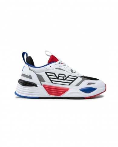 sneakers multicolor da uomo con logo stripes gommato in rilievo | EA7