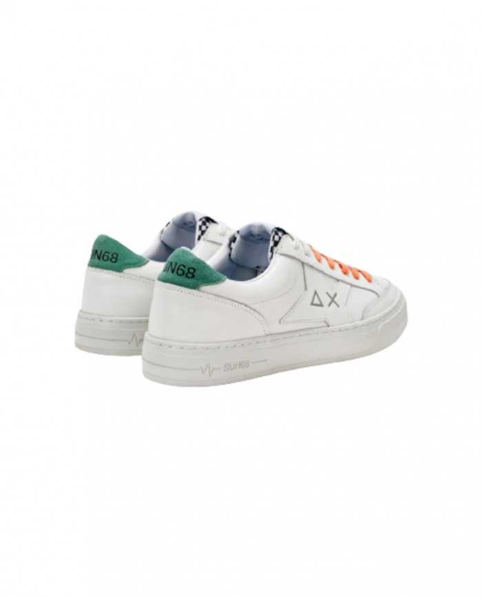sneakers bianche e verdi da uomo con logo ricamato e impresso | SUN68 sneakers bianche e verdi da uomo con logo ricamato e impresso | SUN68
