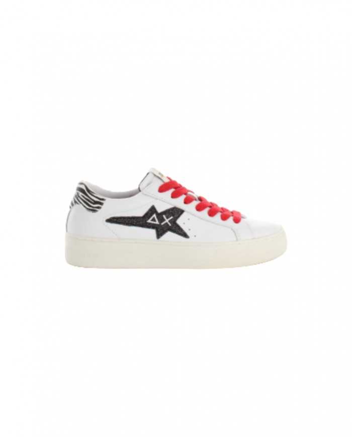 sneakers bianche e nere da donna con inserti e logo ricamo | SUN68 sneakers bianche e nere da donna con inserti e logo ricamo | SUN68