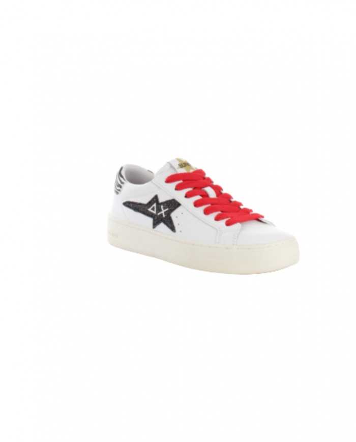 sneakers bianche e nere da donna con inserti e logo ricamo | SUN68 sneakers bianche e nere da donna con inserti e logo ricamo | SUN68