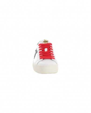 sneakers bianche e nere da donna con inserti e logo ricamo | SUN68