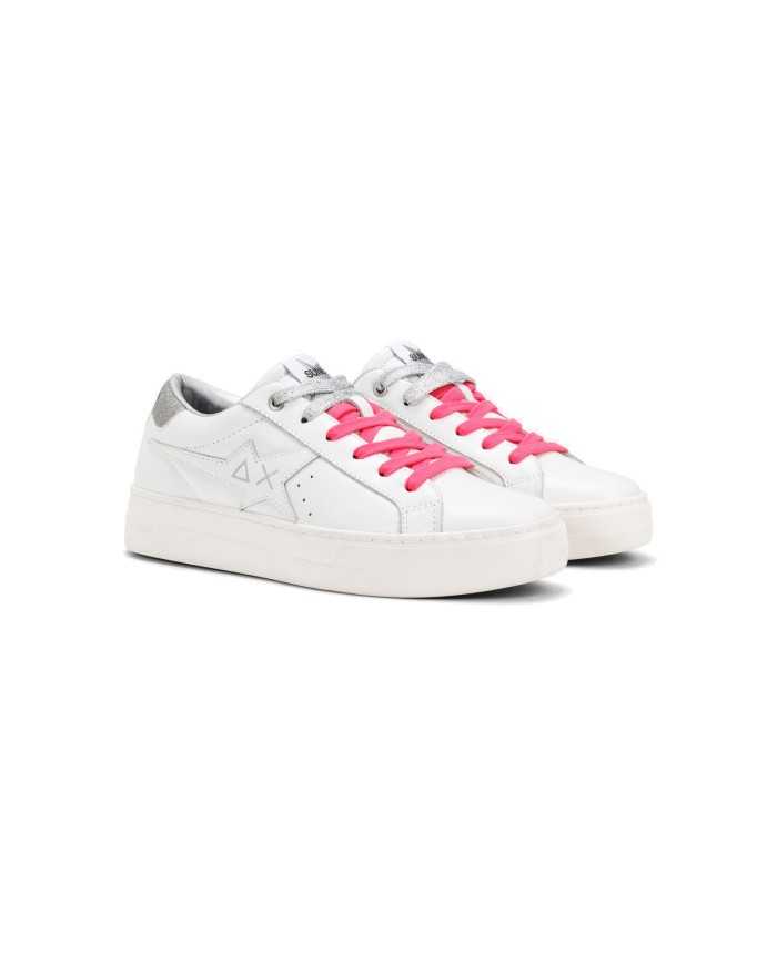 sneakers bianche da donna con lacci fluo e dettagli glitterati | SUN68 sneakers bianche da donna con lacci fluo e dettagli glitterati | SUN68