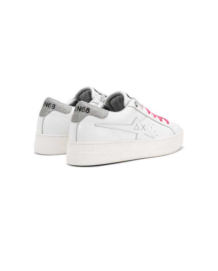 sneakers bianche da donna con lacci fluo e dettagli glitterati | SUN68 sneakers bianche da donna con lacci fluo e dettagli glitterati | SUN68