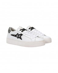 sneakers bianche/nere donna con fantasia zebrata e logo patch | SUN68 sneakers bianche/nere donna con fantasia zebrata e logo patch | SUN68