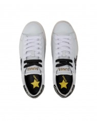 sneakers bianche/nere donna con fantasia zebrata e logo patch | SUN68 sneakers bianche/nere donna con fantasia zebrata e logo patch | SUN68