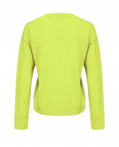 maglia verde geranio da donna con piccolo logo sul petto | PINKO