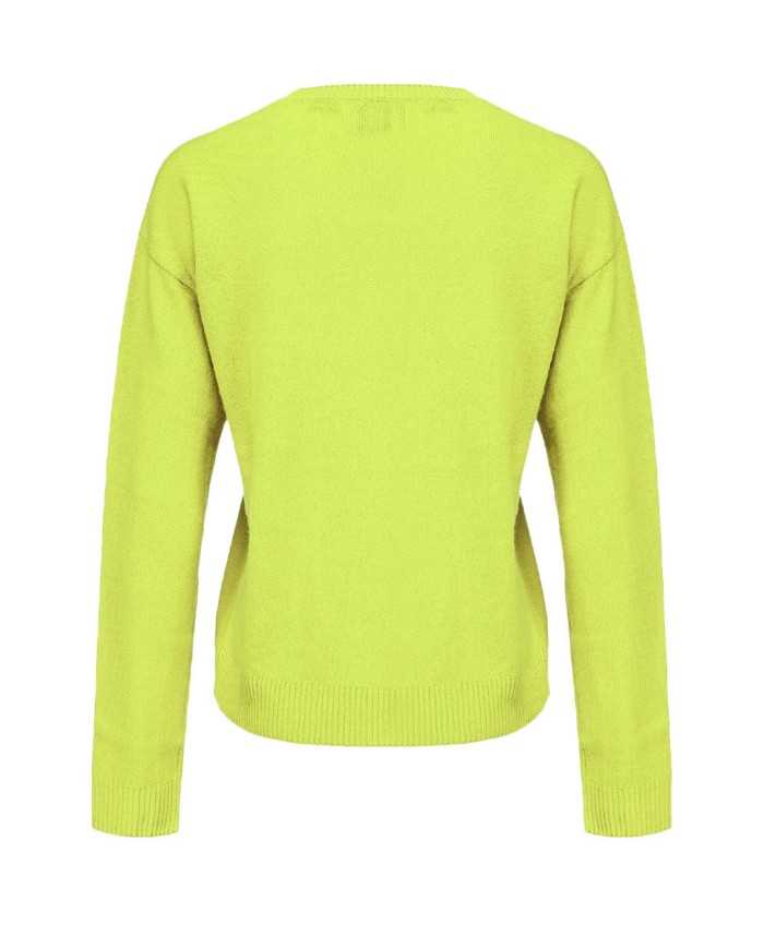 maglia verde geranio da donna con piccolo logo sul petto | PINKO maglia verde geranio da donna con piccolo logo sul petto | PINKO