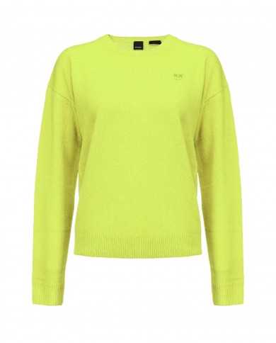 maglia verde geranio da donna con piccolo logo sul petto | PINKO