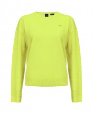 maglia verde geranio da donna con piccolo logo sul petto | PINKO