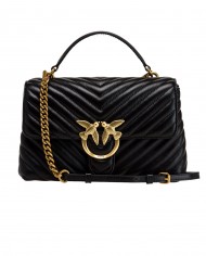 borsa nera donna con motivo chevron e fibbia logata in metallo | PINKO borsa nera donna con motivo chevron e fibbia logata in metallo | PINKO