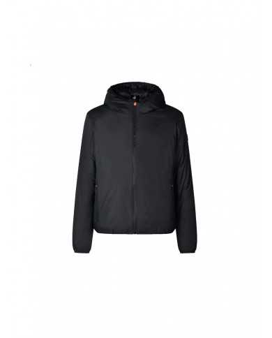 piumino nero da uomo logato su chiusura zip | SAVE THE DUCK
