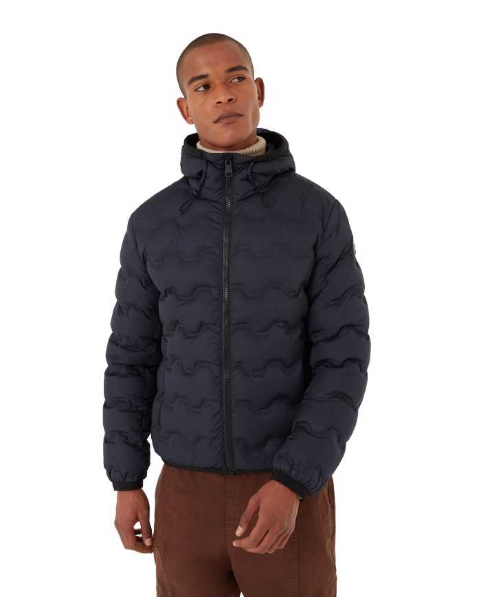 piumino navy da uomo trapuntato a onde in Teflon con loghi | COLMAR