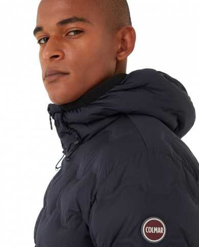 piumino navy da uomo trapuntato a onde in Teflon con loghi | COLMAR piumino navy da uomo trapuntato a onde in Teflon con loghi | COLMAR