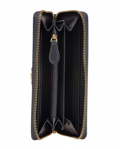 portafoglio nero da donna con placca LOVE BIRDS DIAMOND CUT | PINKO