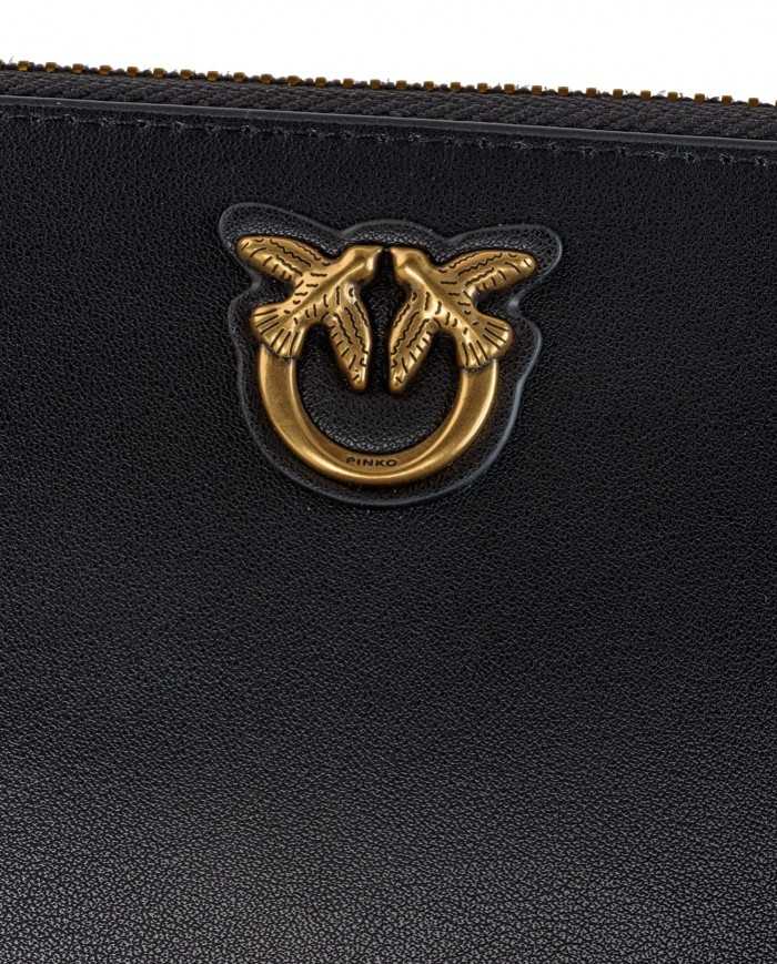 portafoglio nero da donna con placca LOVE BIRDS DIAMOND CUT | PINKO portafoglio nero da donna con placca LOVE BIRDS DIAMOND CUT | PINKO