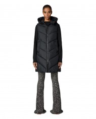 gilet lungo nero da donna trapuntato | SAVE THE DUCK