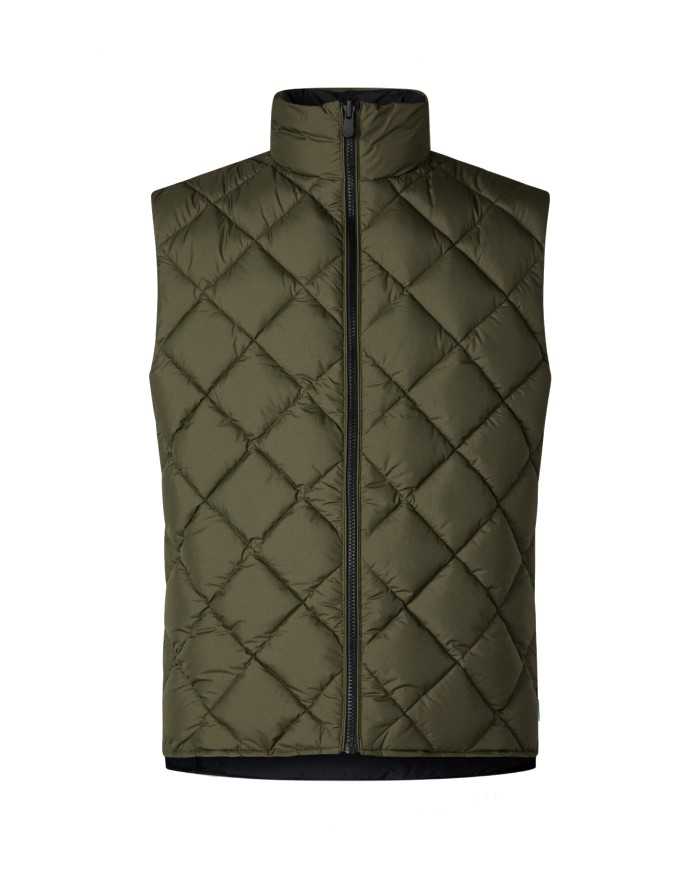 gilet reversibile lauren green uomo trapuntato su lato | SAVE THE DUCK