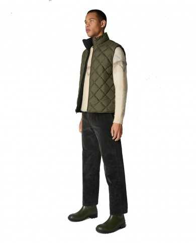 gilet reversibile lauren green uomo trapuntato su lato | SAVE THE DUCK