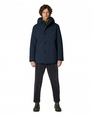 giaccone blue black da uomo impermeabile con bottoni | SAVE THE DUCK