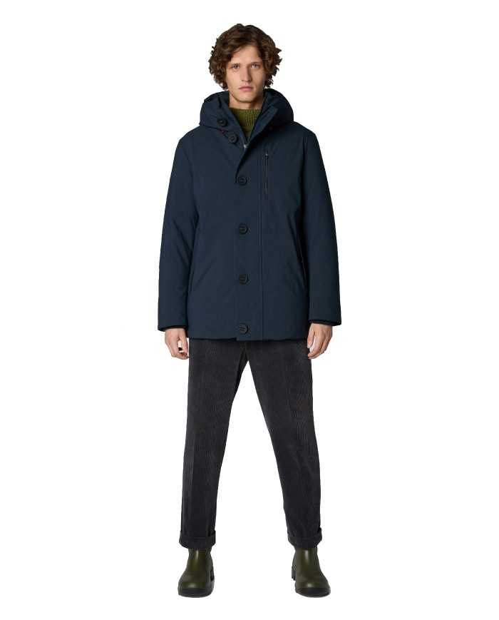 giaccone blue black da uomo impermeabile con bottoni | SAVE THE DUCK giaccone blue black da uomo impermeabile con bottoni | SAVE THE DUCK