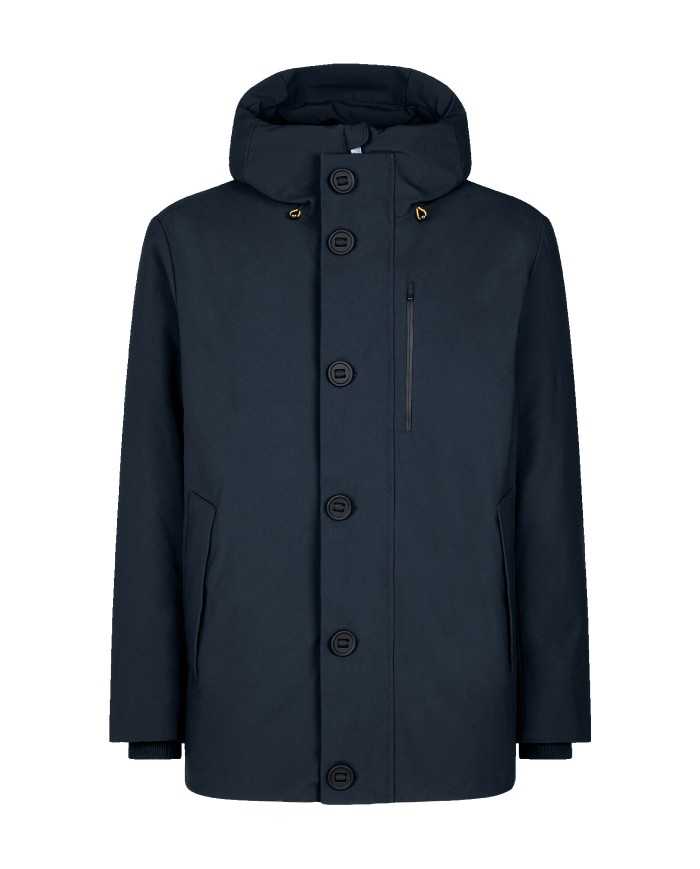 giaccone blue black da uomo impermeabile con bottoni | SAVE THE DUCK