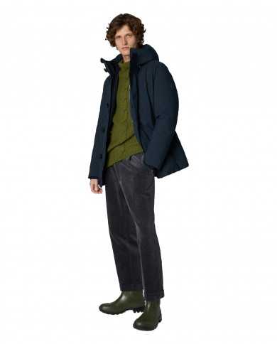 giaccone blue black da uomo impermeabile con bottoni | SAVE THE DUCK