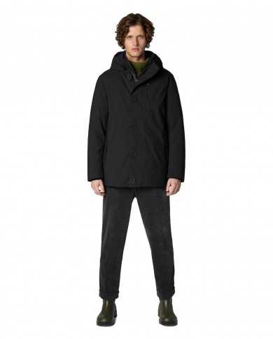 giaccone nero da uomo impermeabile con bottoni | SAVE THE DUCK