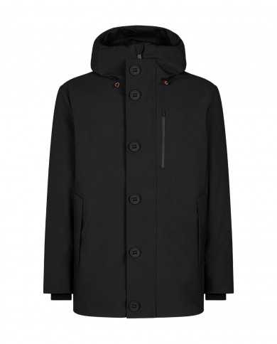 giaccone nero da uomo impermeabile con bottoni | SAVE THE DUCK