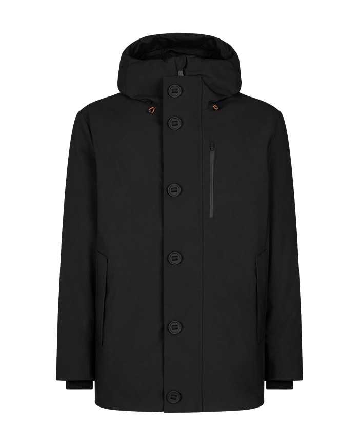 giaccone nero da uomo impermeabile con bottoni | SAVE THE DUCK