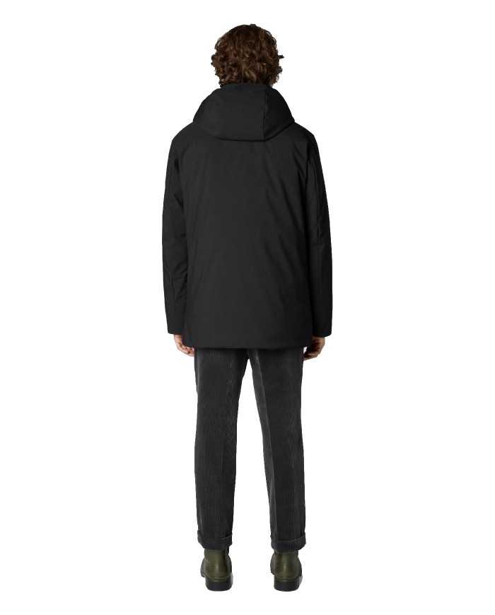 giaccone nero da uomo impermeabile con bottoni | SAVE THE DUCK giaccone nero da uomo impermeabile con bottoni | SAVE THE DUCK