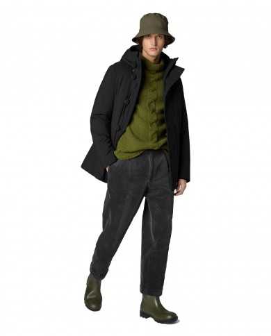 giaccone nero da uomo impermeabile con bottoni | SAVE THE DUCK