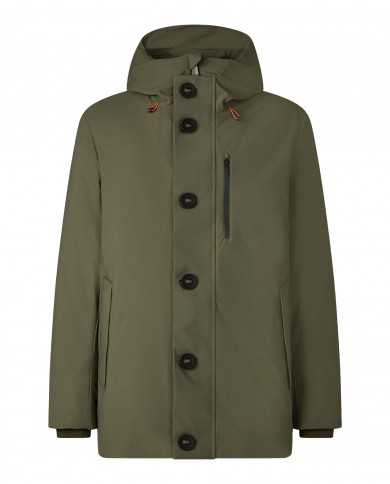 giaccone laurel green da uomo impermeabile con bottoni | SAVE THE DUCK