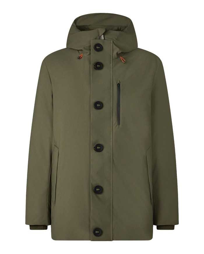 giaccone laurel green da uomo impermeabile con bottoni | SAVE THE DUCK