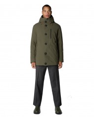 giaccone laurel green da uomo impermeabile con bottoni | SAVE THE DUCK