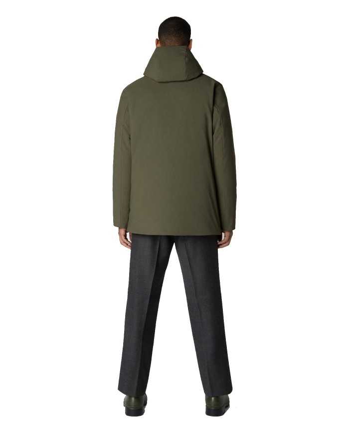 giaccone laurel green da uomo impermeabile con bottoni | SAVE THE DUCK giaccone laurel green da uomo impermeabile con bottoni | SAVE THE DUCK