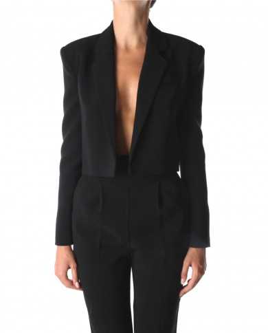 giacca spencer nero limousine da donna con spalle costruite | PINKO