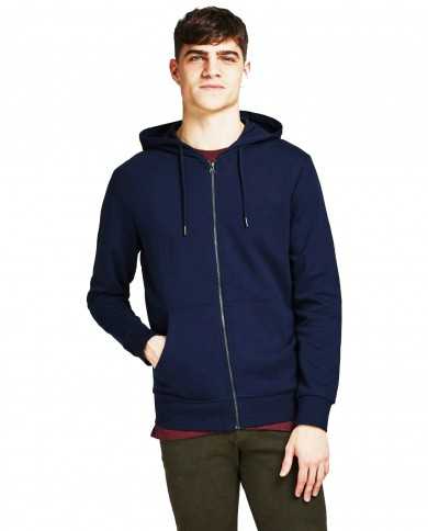JACK & JONES Felpa Uomo 12181901 BASIC SWEAT ZIP A-EE Cotone Spazzo...