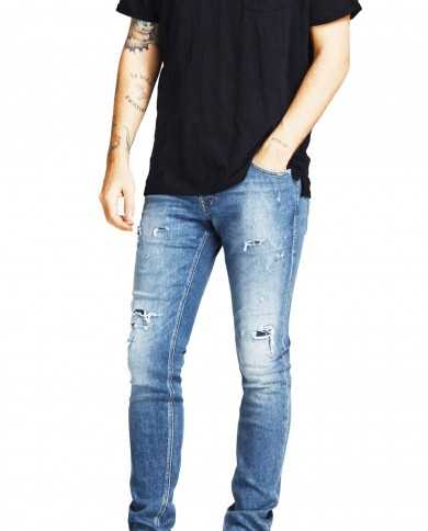 JACK & JONES Jeans Uomo 12204338 TIM A-EE Misto Cotone e Canapa con...