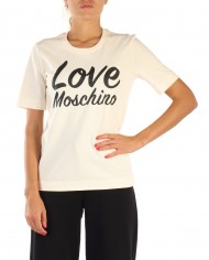 t-shirt crema da donna logo stampato in corsivo | LOVE MOSCHINO t-shirt crema da donna logo stampato in corsivo | LOVE MOSCHINO