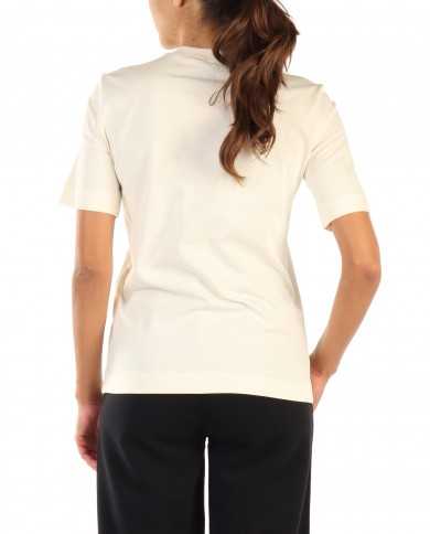 t-shirt crema da donna logo stampato in corsivo | LOVE MOSCHINO t-shirt crema da donna logo stampato in corsivo | LOVE MOSCHINO