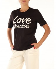 t-shirt nera da donna logo stampato in corsivo | LOVE MOSCHINO t-shirt nera da donna logo stampato in corsivo | LOVE MOSCHINO