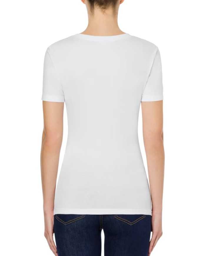 t-shirt bianco ottico donna con cuori glitterati | LOVE MOSCHINO t-shirt bianco ottico donna con cuori glitterati | LOVE MOSCHINO