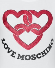 t-shirt bianco ottico donna con cuori glitterati | LOVE MOSCHINO t-shirt bianco ottico donna con cuori glitterati | LOVE MOSCHINO