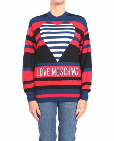 maglia multicolor donna con fantasia a strisce e cuore | LOVE MOSCHINO