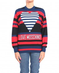 maglia multicolor donna con fantasia a strisce e cuore | LOVE MOSCHINO maglia multicolor donna con fantasia a strisce e cuore | LOVE MOSCHINO