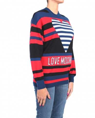 maglia multicolor donna con fantasia a strisce e cuore | LOVE MOSCHINO