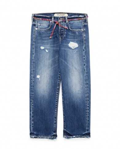 jeans boyfriend cropped samuel donna con label e nastro | ROY ROGER'S