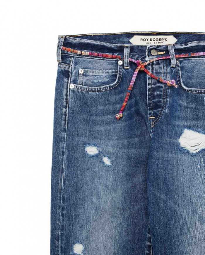 jeans boyfriend cropped samuel donna con label e nastro | ROY ROGER'S