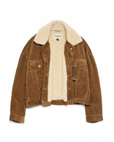 giacca cognac da donna con label logata sul petto | ROY ROFGER'S