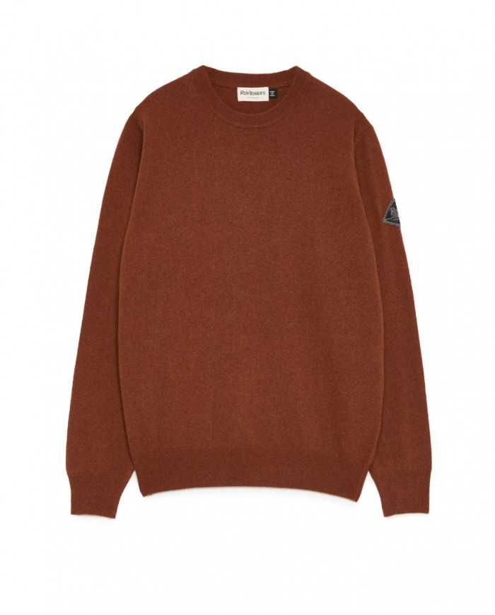 maglia rust da uomo con patch logata in denim su manica | ROY ROGER'S maglia rust da uomo con patch logata in denim su manica | ROY ROGER'S